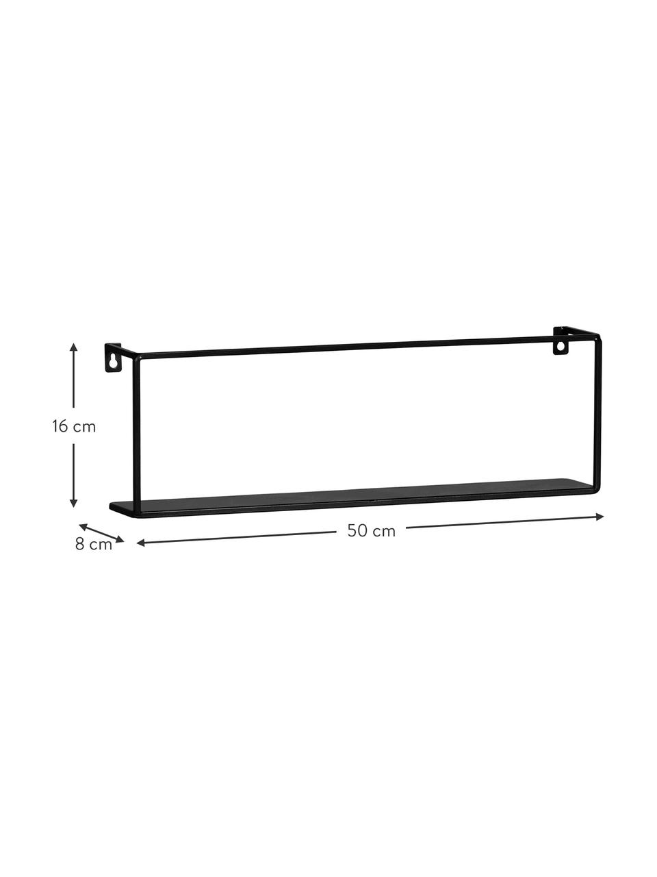 Metall-Wandregal Meert, Metall, beschichtet, Schwarz, B 50 x H 16 cm
