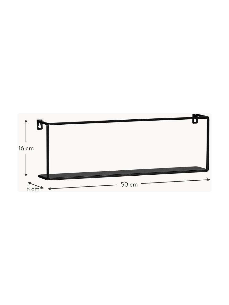 Mensola in metallo Meert, Metallo rivestito, Nero, Larg. 50 x Alt. 16 cm