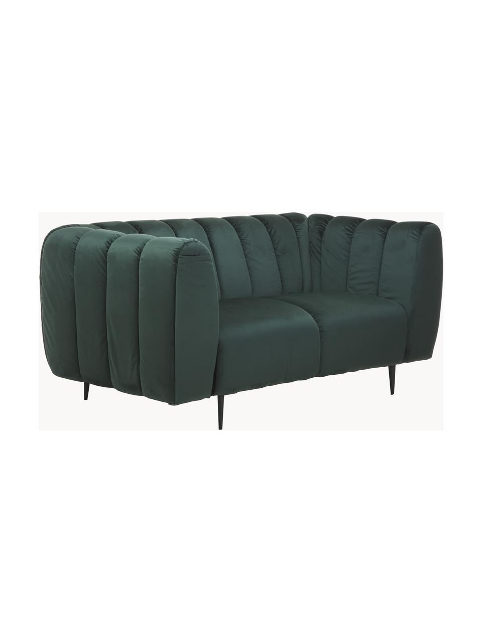 Sofa z aksamitu Shel (2-osobowa), Tapicerka: 100% aksamit poliestrowy , Stelaż: drewno liściaste, drewno , Nogi: metal powlekany, Ciemnozielony aksamit, S 170 x G 95 cm