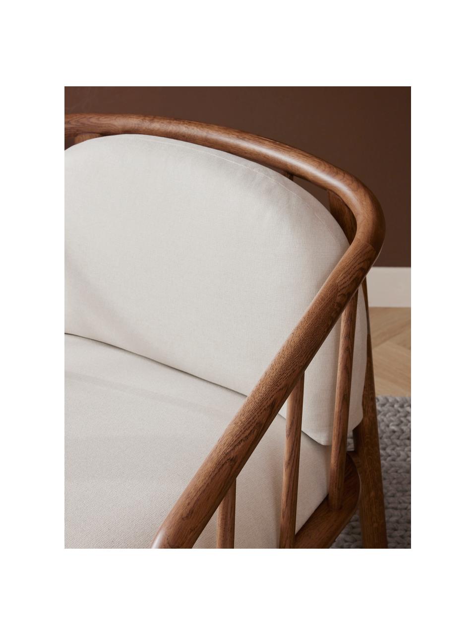 Loungesessel Balin aus  Eichenholz, Bezug: 100 % Polyester Der hochw, Gestell: Massives Eichenholz, Webstoff Beige, dunkles Eichenholz, B 79 x H 73 cm