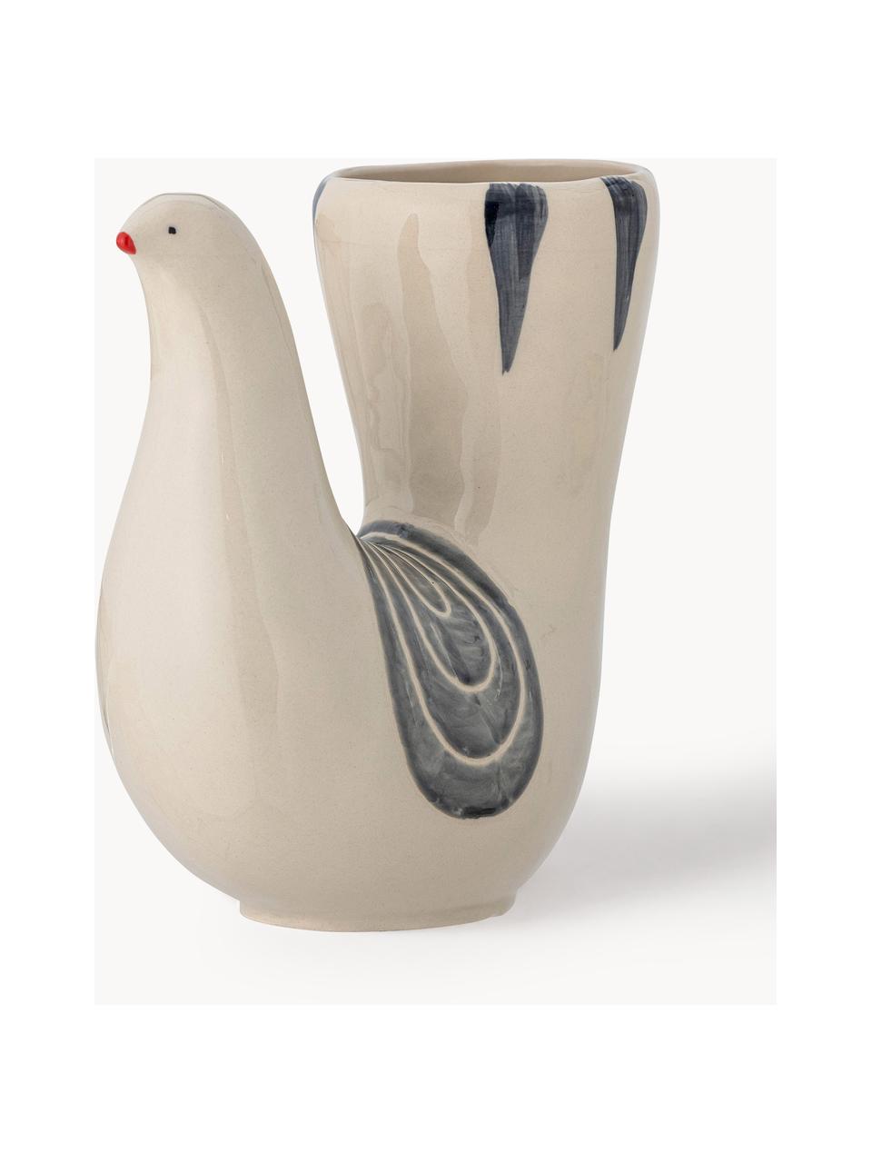 Vase Trudy, H 19 cm, Steingut, Off White, Blautöne, B 19 x H 19 cm