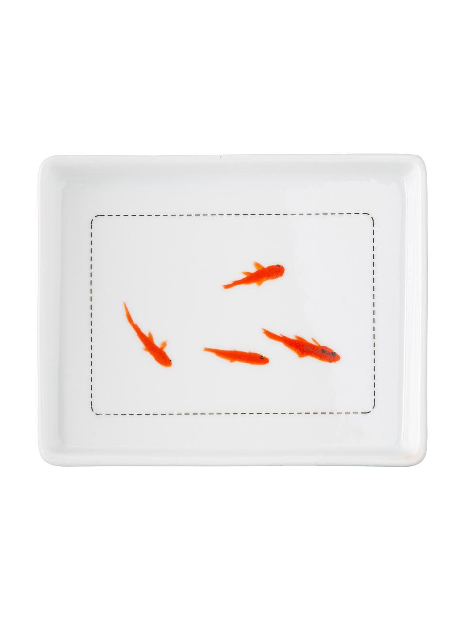 Máselnička s ražbou a zlatou rybkou na spodní straně Fische, Porcelán, Bílá, Š 14 cm, V 6 cm, H 9 cm