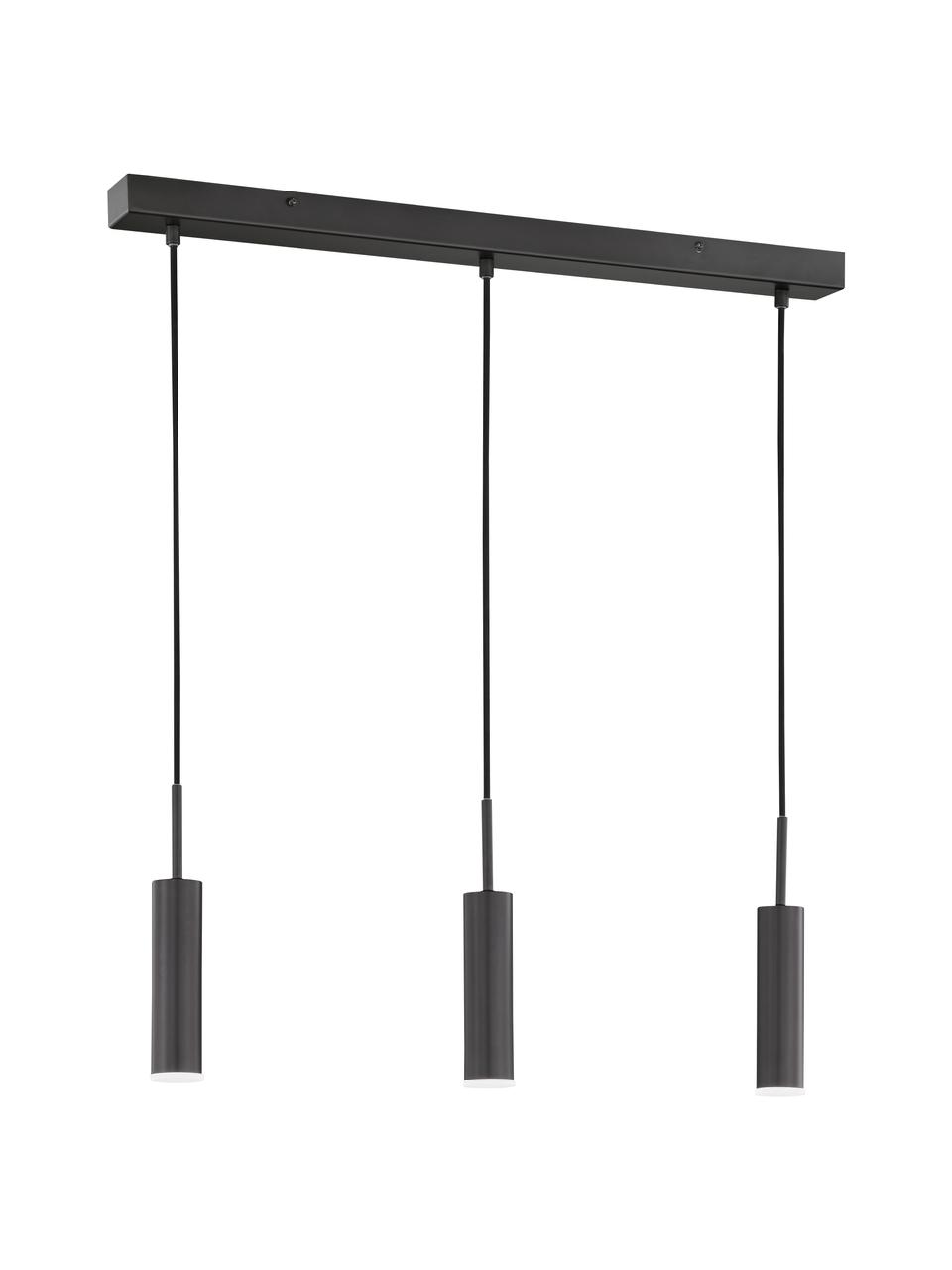 Dimbare LED hanglamp Stina, Lampenkap: gecoat metaal, Baldakijn: gecoat metaal, Mat zwart, B 70 x H 17 cm