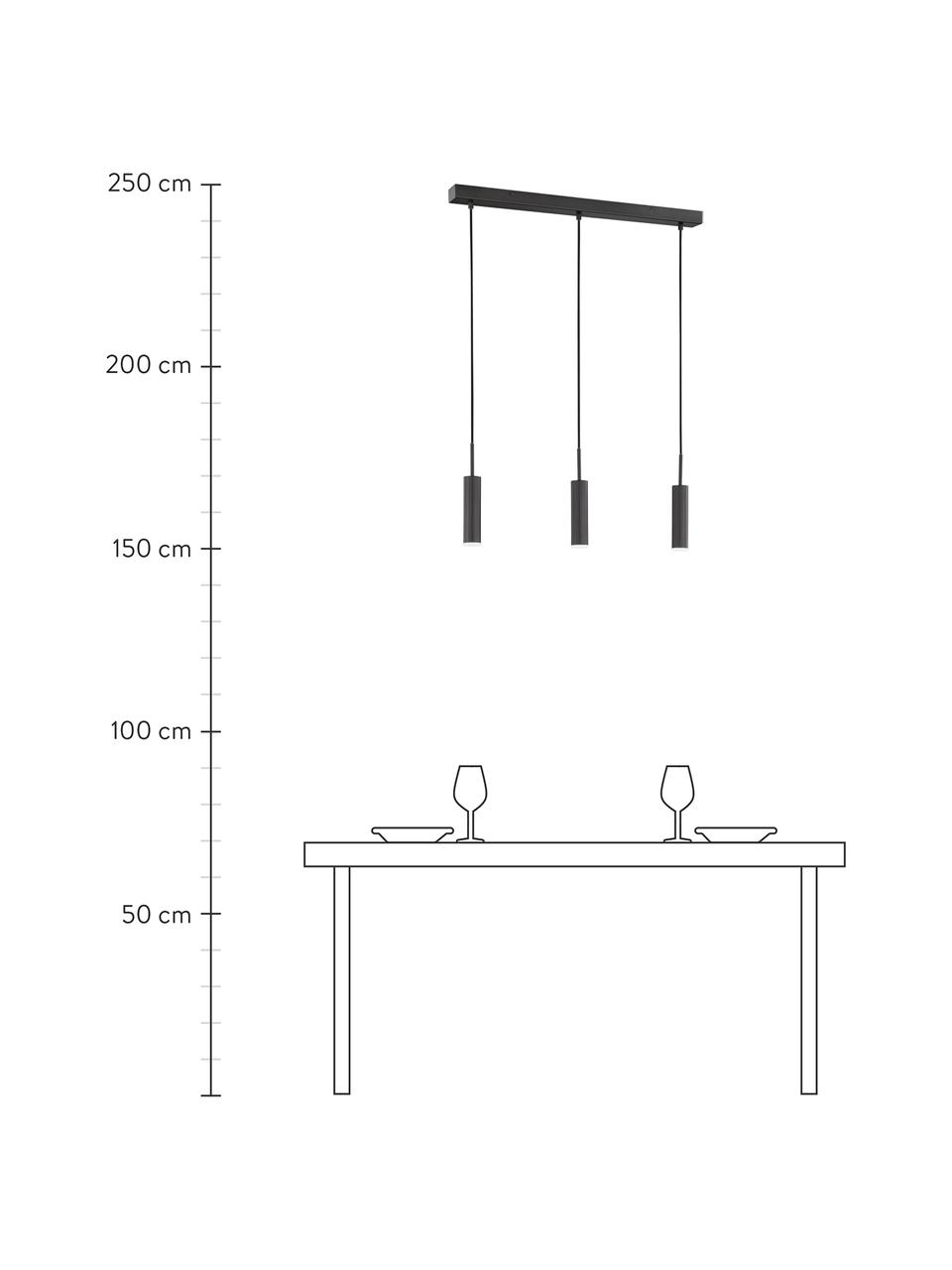 Dimbare LED hanglamp Stina, Lampenkap: gecoat metaal, Baldakijn: gecoat metaal, Mat zwart, B 70 x H 17 cm