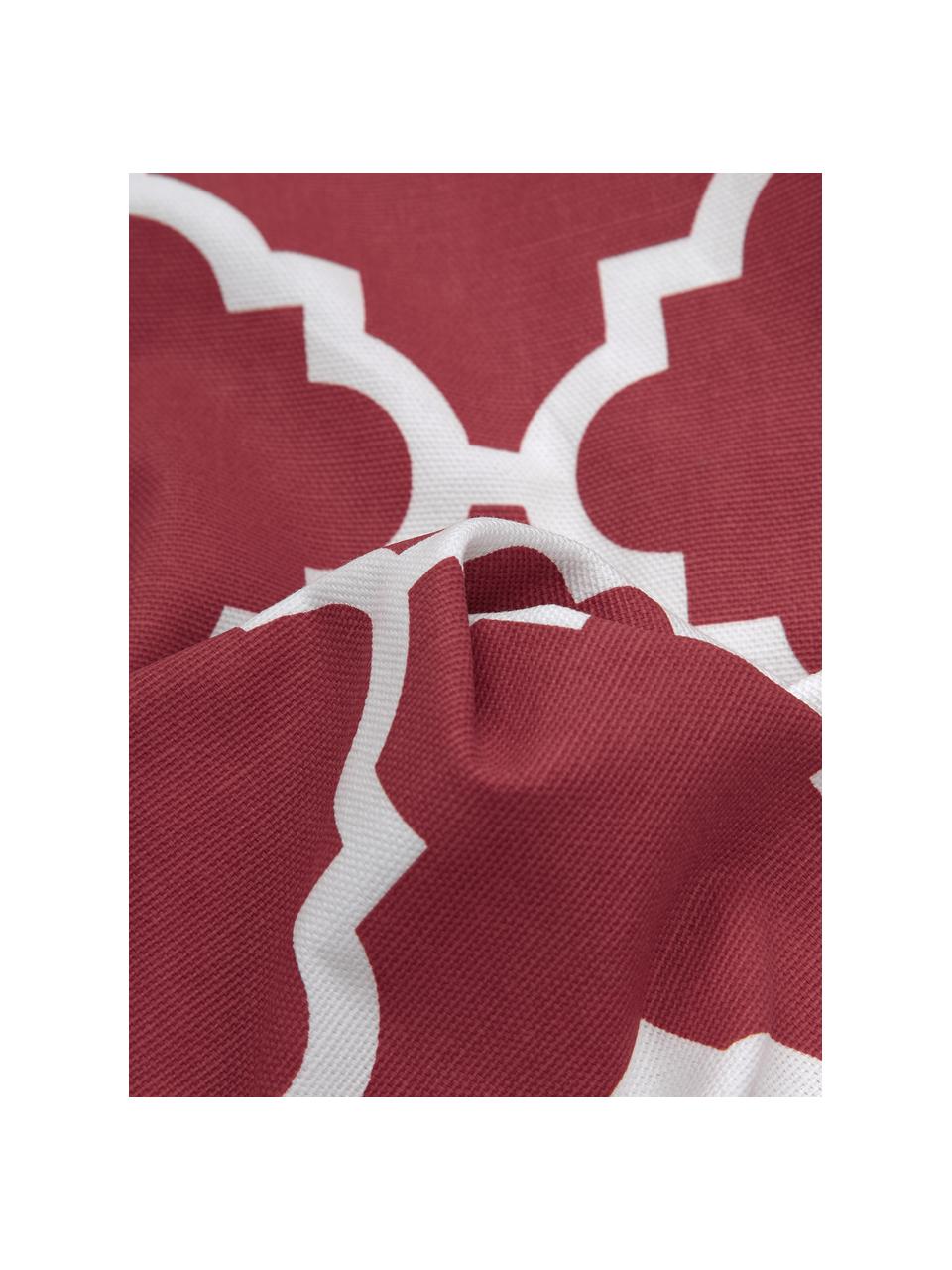 Federa arredo con motivo grafico Lana, 100% cotone, Rosso scuro, bianco, Larg. 45 x Lung. 45 cm