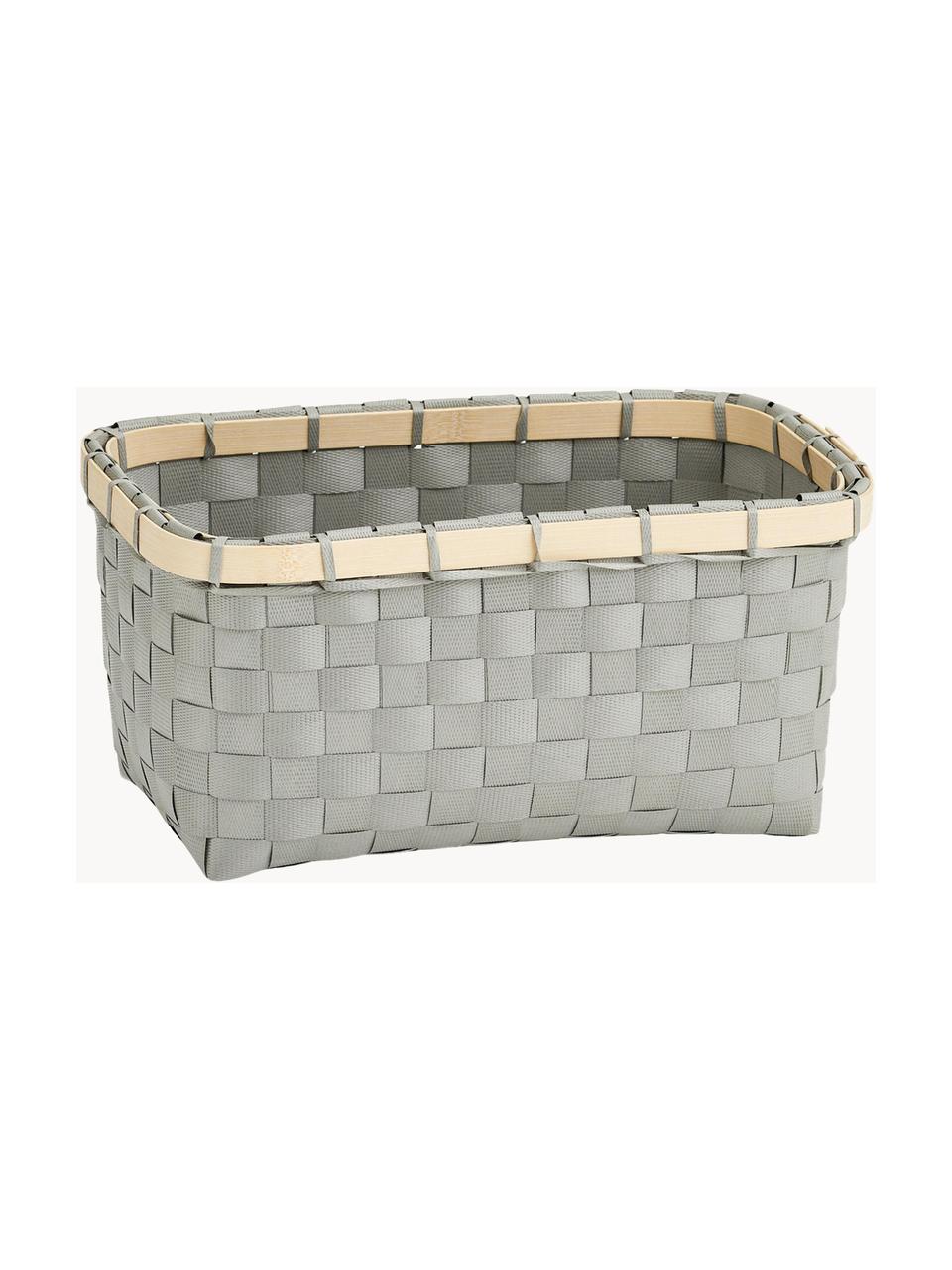 Panier de rangement Bari, Gris, bambou, larg. 24 x haut. 12 cm