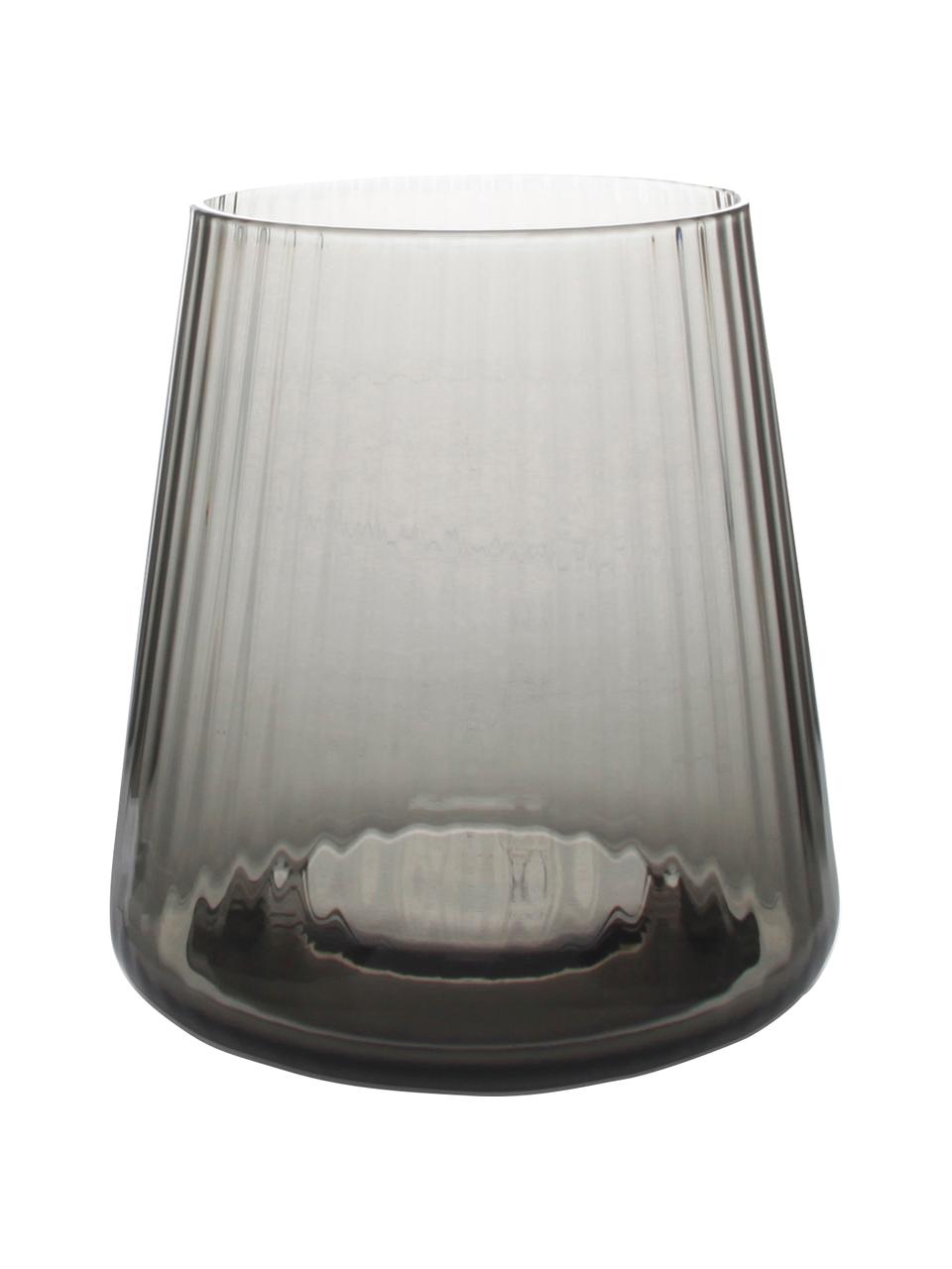 Wassergläser Linea mit Rillenrelief, 4 Stück, Glas, Grau, Ø 9 x H 10 cm, 430 ml