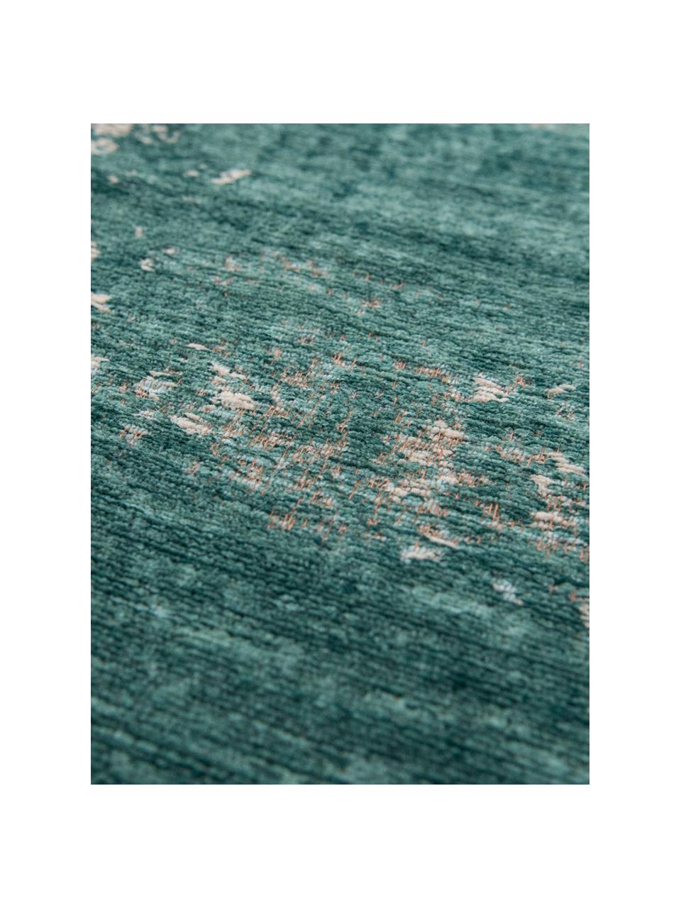 Tapis vintage vert Medaillon, Vert, gris