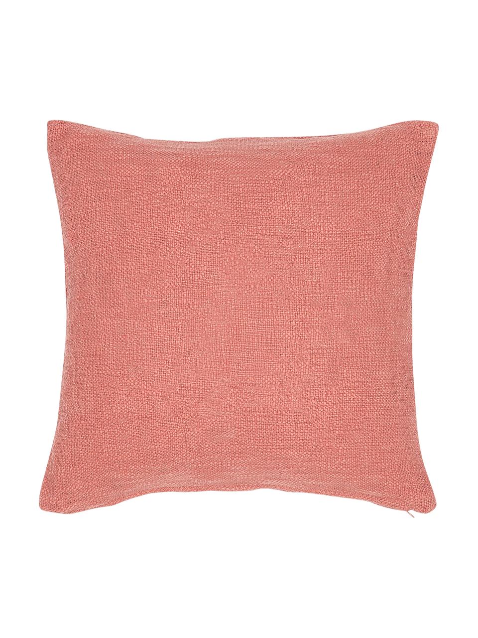 Housse de coussin 45x45 coton bio Faces, Rouge corail, pourpre, bleu, jaune moutarde