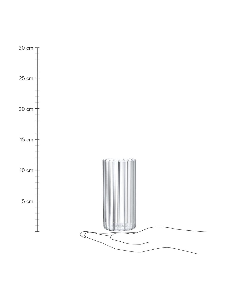 Waterglazen Romantic van borosilicaatglas met groefreliëf, 6 stuks, Borosilicaatglas, Transparant, Ø 6 x H 12 cm, 220 ml