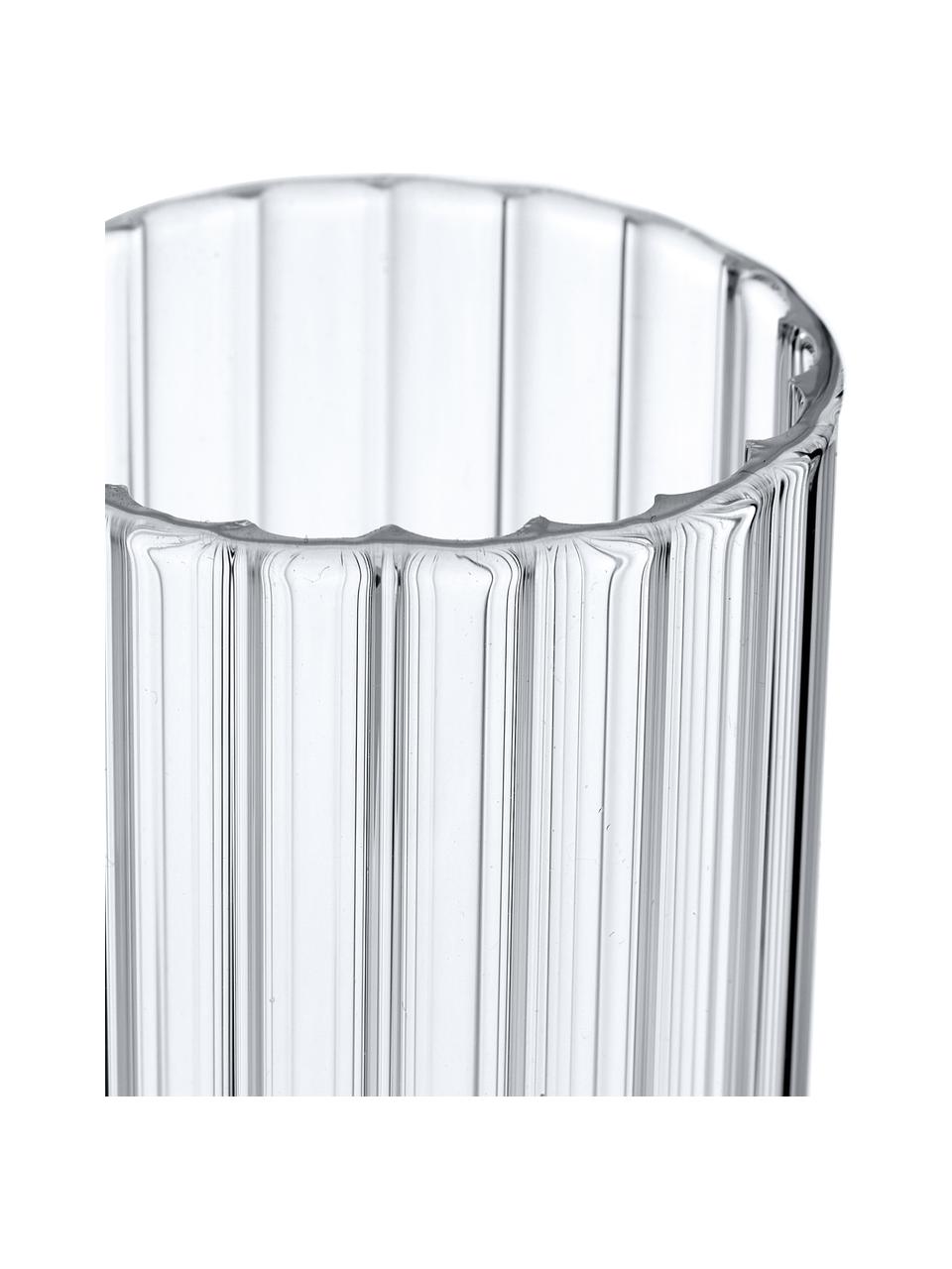 Wassergläser Romantic aus Borosilikatglas mit Rillenrelief, 6 Stück , Borosilikatglas, Transparent, Ø 6 x H 12 cm, 220 ml