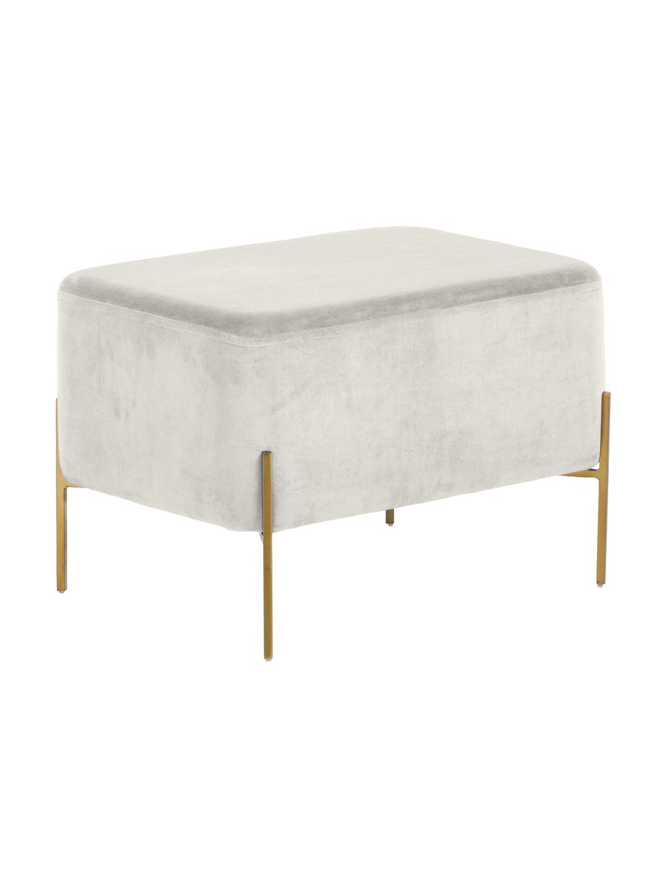 Pouf ampio in velluto Harper, Rivestimento: velluto, Grigio chiaro, dorato, Larg. 64 x Alt. 44 cm