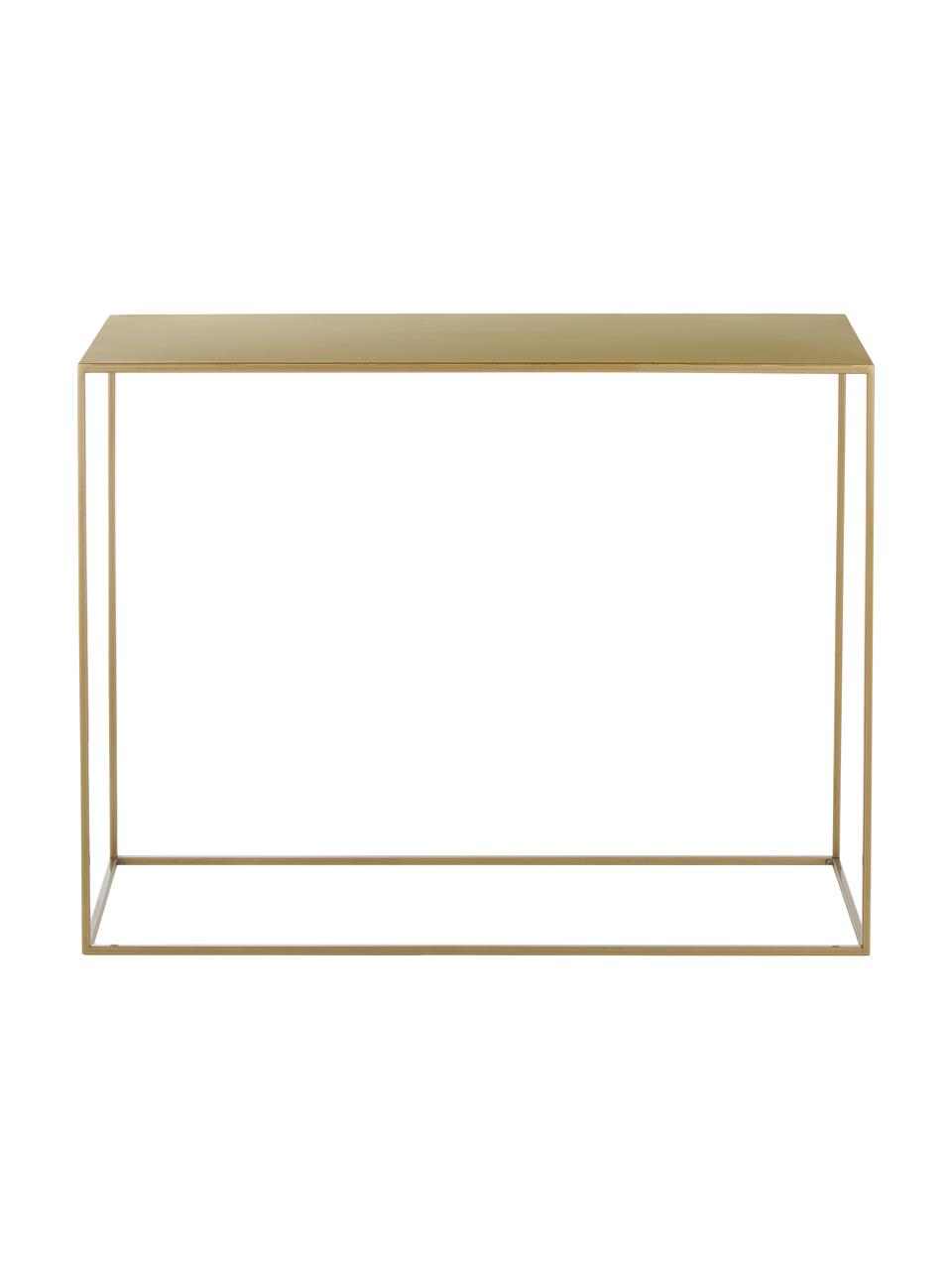 Konsola z metalu Tensio, Metal malowany proszkowo, Odcienie mosiądzu, S 100 x G 35 cm