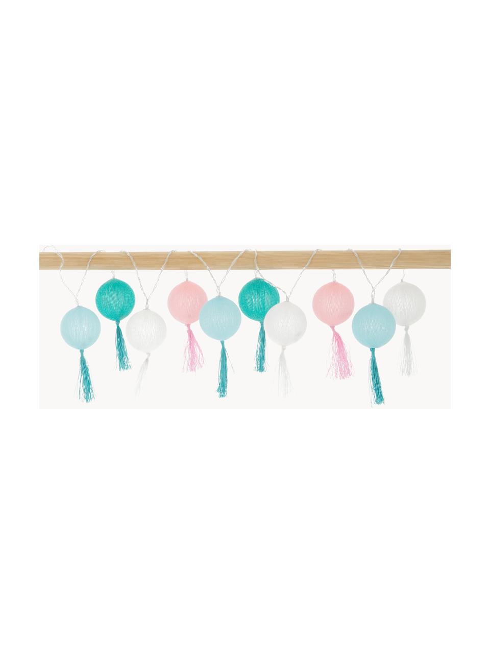 Guirlande lumineuse LED Jolly Tassel, 185 cm, Blanc, rose, tons bleus, long. 185 cm, 10 lampions