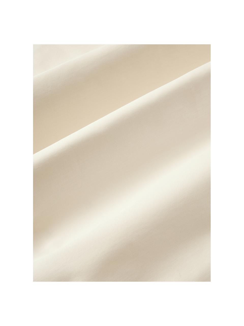 Drap plat en satin de coton Carlotta, Blanc crème, noir, larg. 240 x long. 280 cm