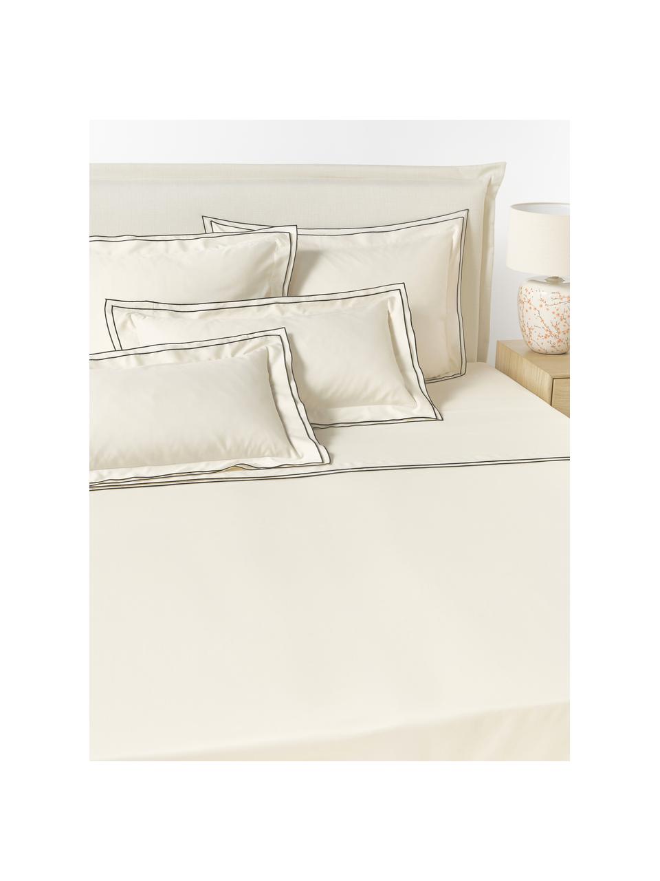 Baumwollsatin-Bettlaken Carlotta, Webart: Satin Fadendichte 300 TC,, Weiss, Hellbeige, B 240 x L 280 cm