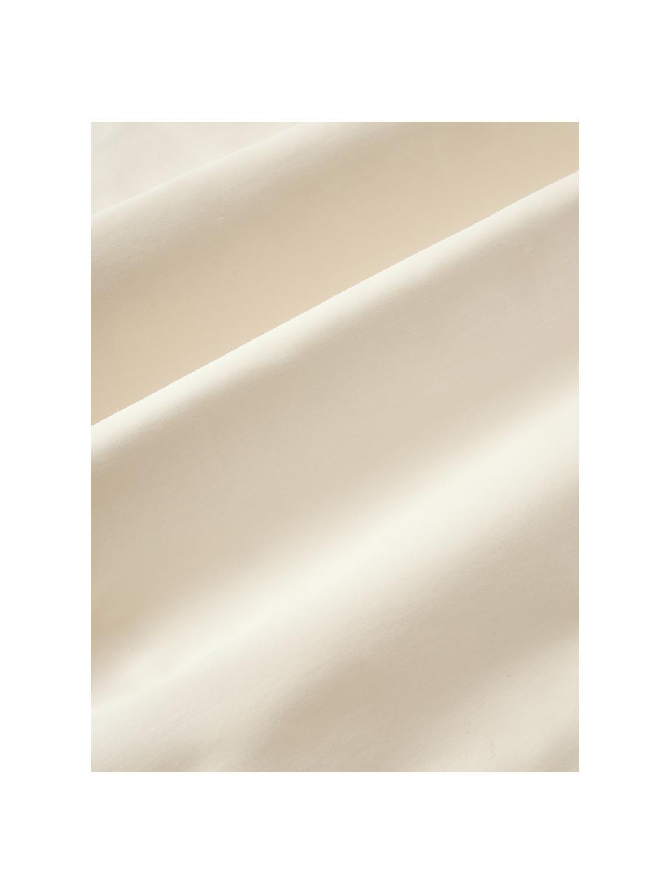 Sábana encimera de satén Carlotta, Blanco, beige claro, Cama 150/160 cm (240 x 280 cm)