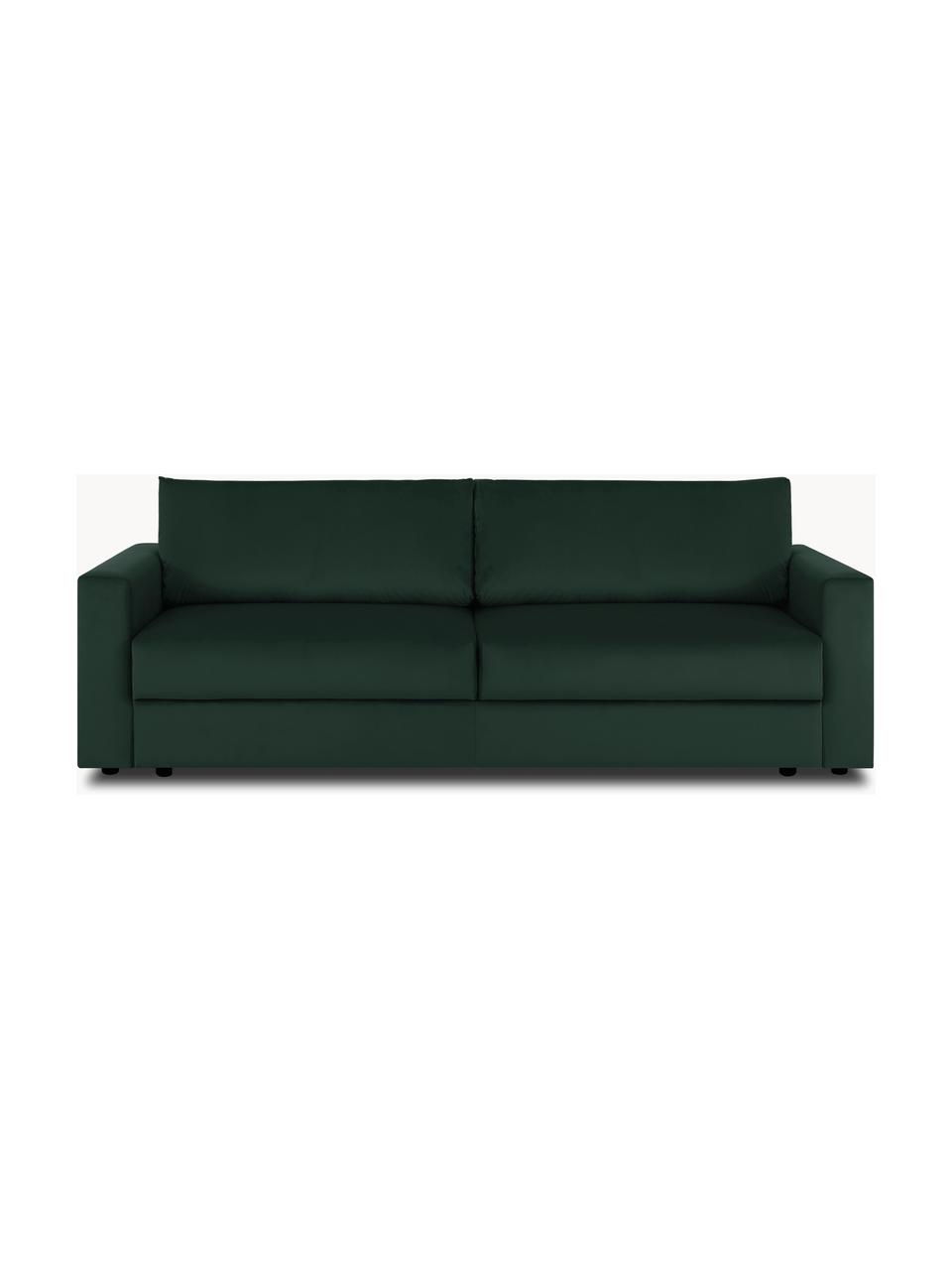 Canapé convertible 3 places en velours avec rangement Tasha, Velours vert foncé, larg. 235 x prof. 100 cm