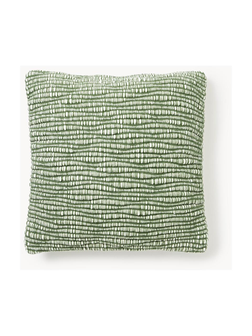 Housse de coussin 50x50 en laine brodée Jaira, Vert, larg. 50 x long. 50 cm