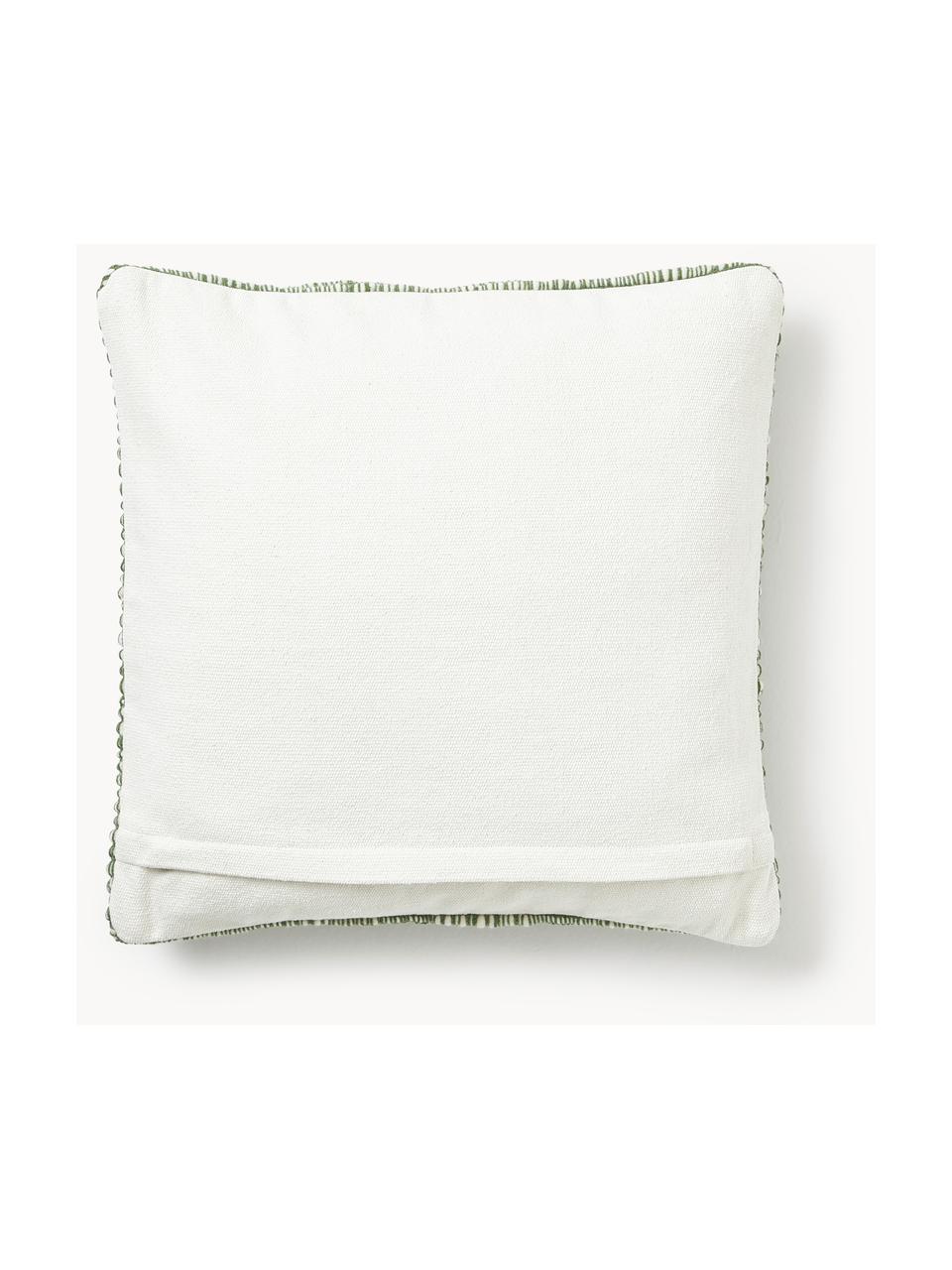 Housse de coussin 50x50 en laine brodée Jaira, Vert, larg. 50 x long. 50 cm