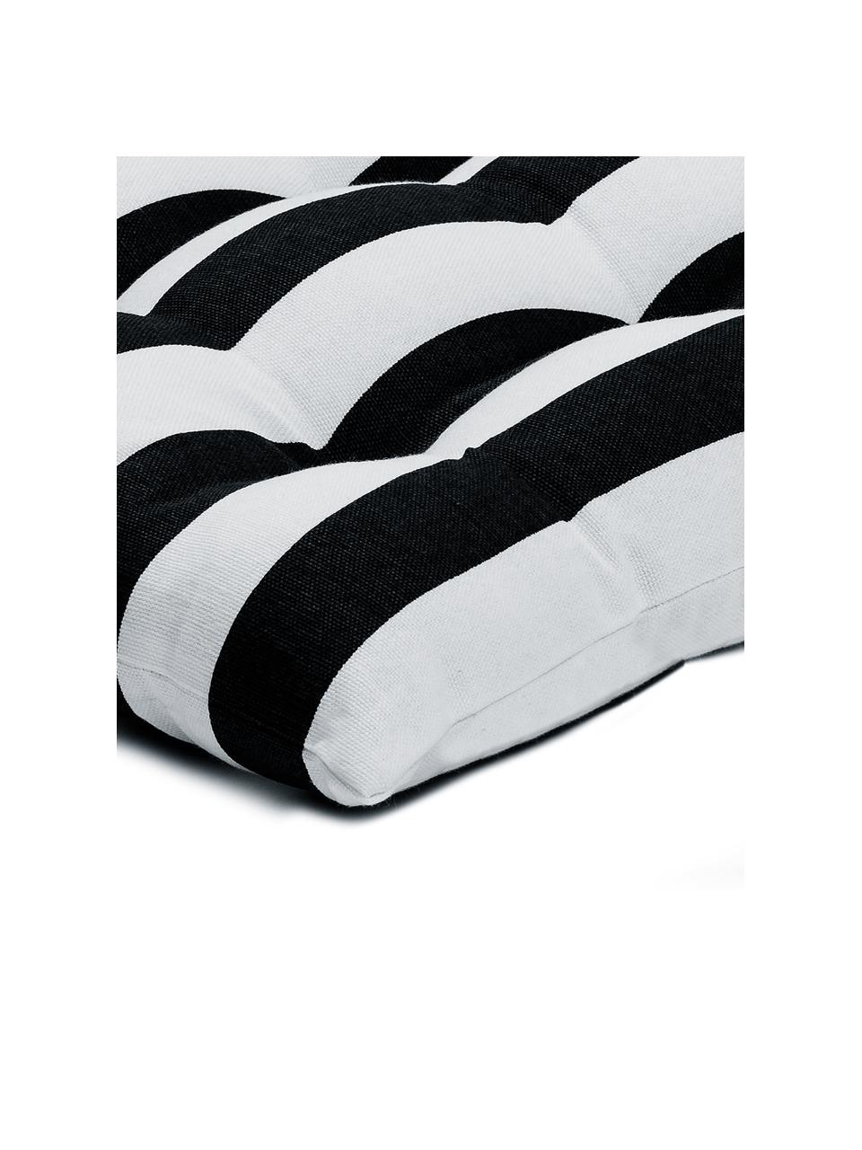 Gestreiftes Sitzkissen Timon, Bezug: 100% Baumwolle, Schwarz, Weiß, B 40 x L 40 cm