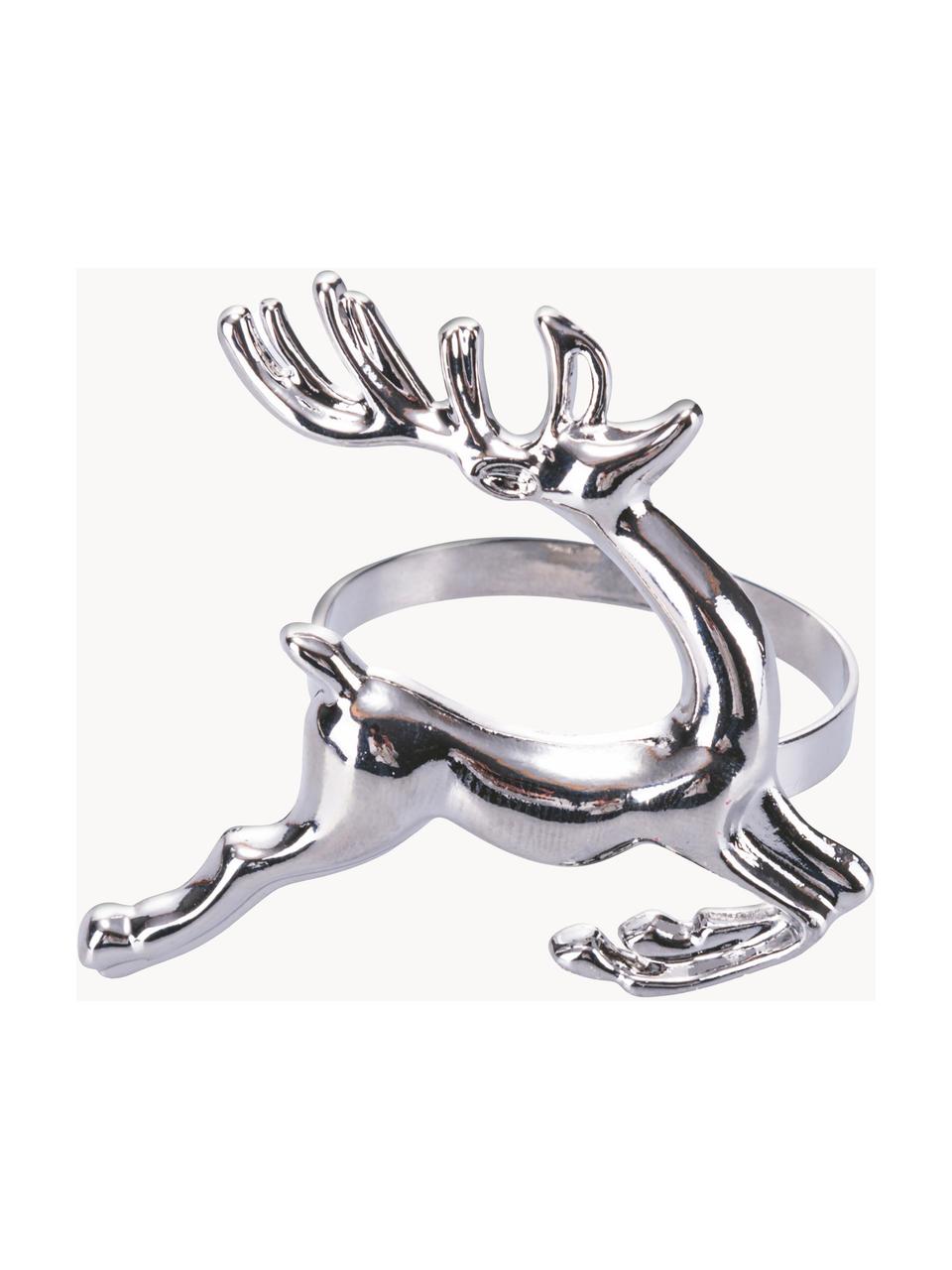 Ronds de serviette de table Reindeer, 4 pièces, Métal, enduit, Argenté, Ø 4 x haut. 4 cm