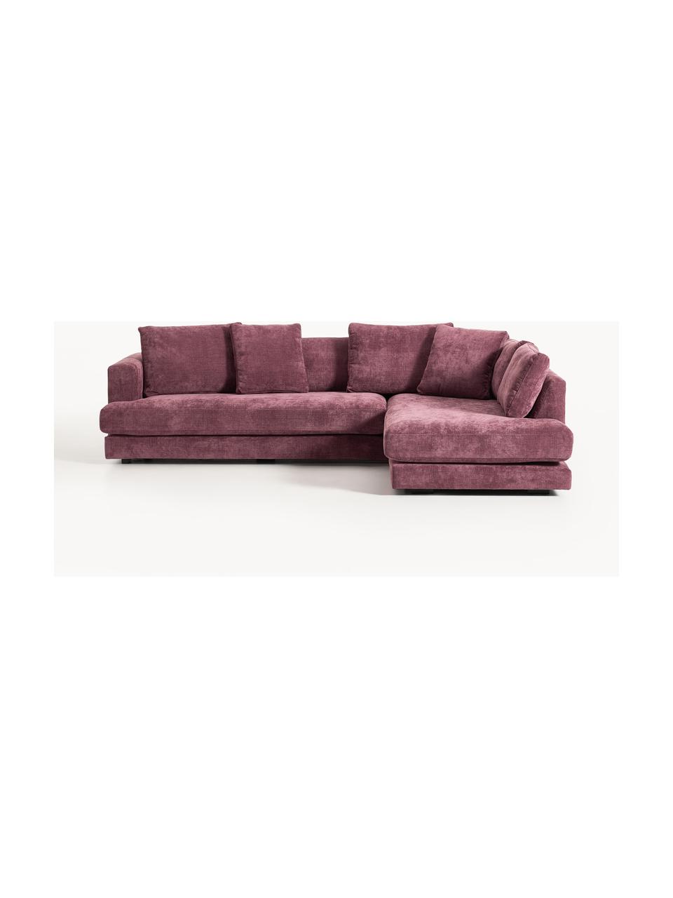 Ecksofa Tribeca, Bezug: 100 % Polyester Der strap, Gestell: Buchenholz, Kiefernholz, , Webstoff Aubergine, B 274 x T 192 cm, Eckteil rechts