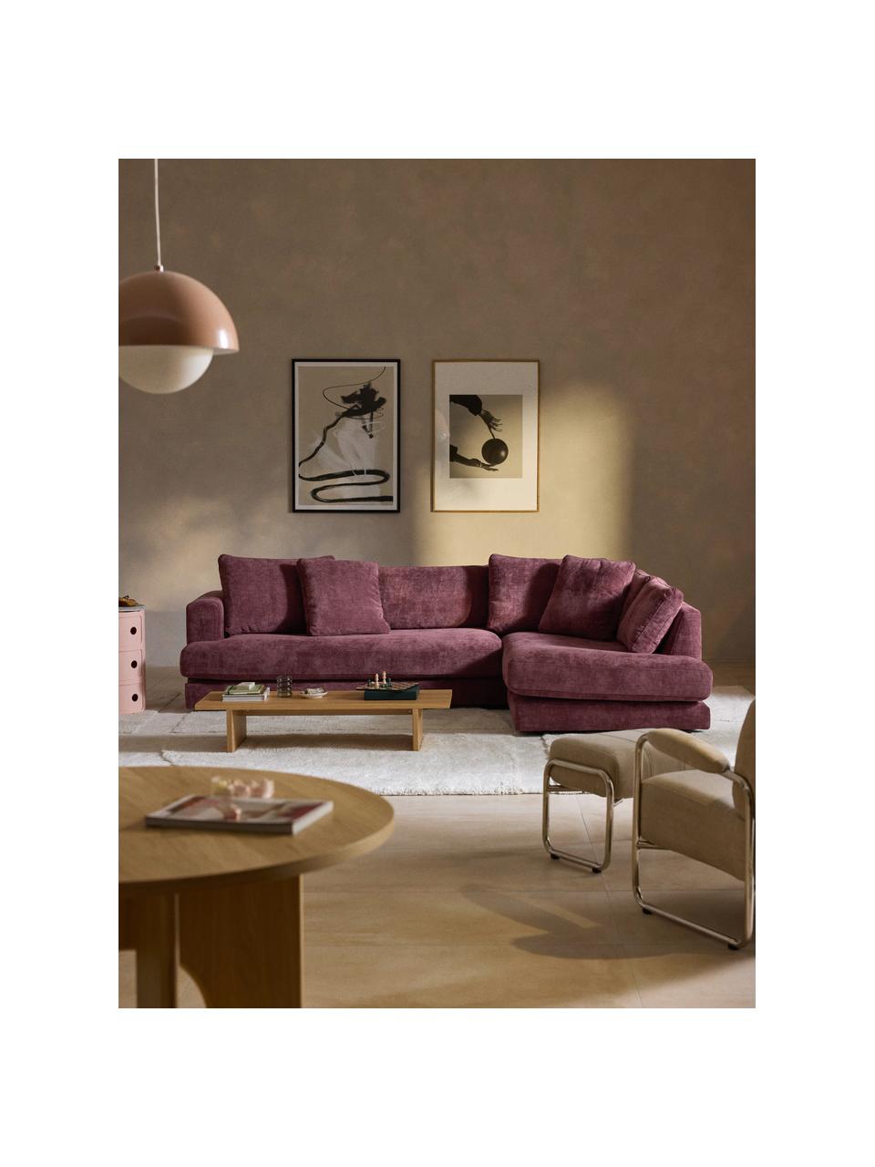 Ecksofa Tribeca, Bezug: 100 % Polyester Der strap, Gestell: Buchenholz, Kiefernholz, , Webstoff Aubergine, B 274 x T 192 cm, Eckteil rechts