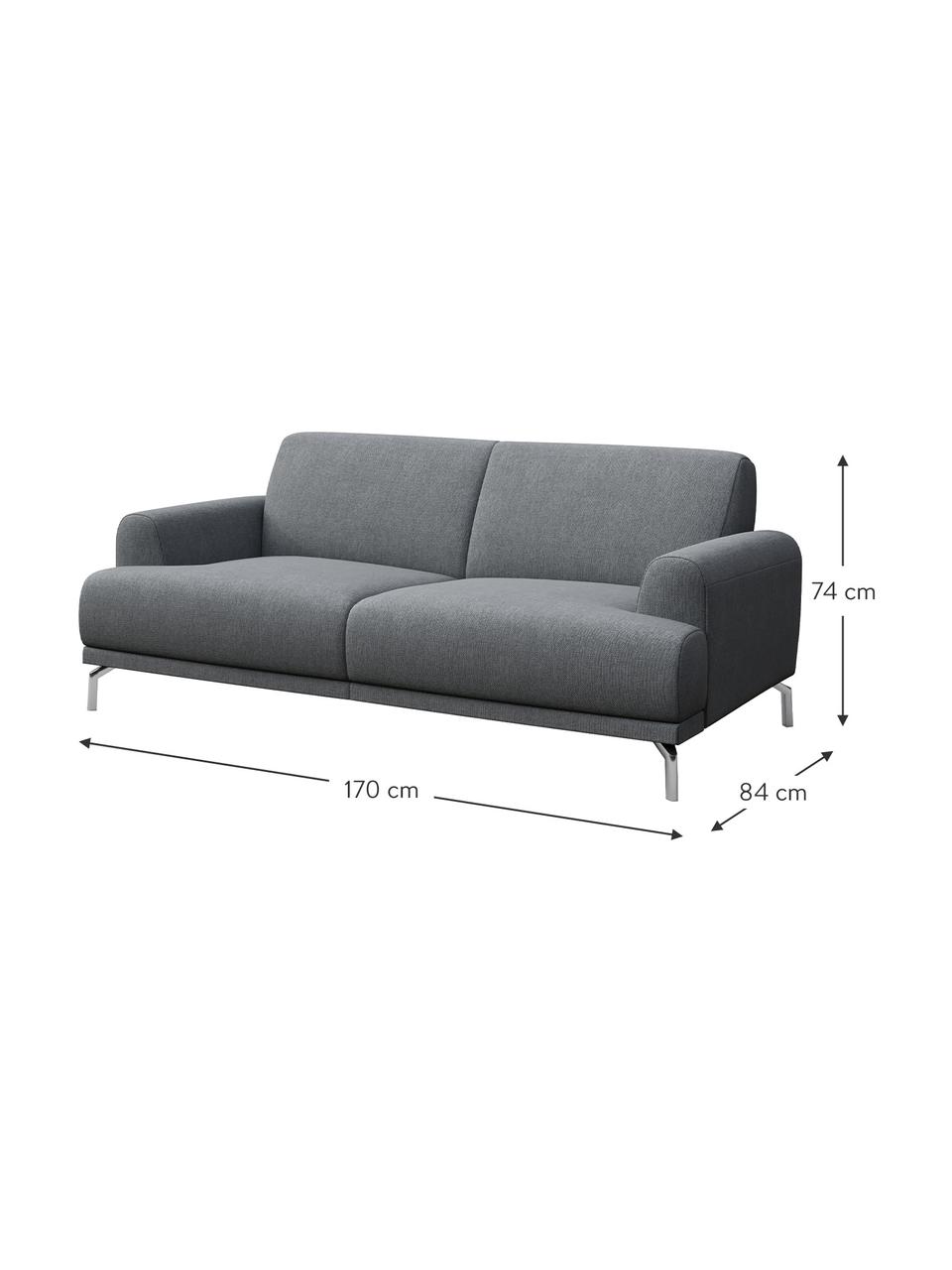 Sofa Puzo (2-osobowa), Tapicerka: 100% poliester, Nogi: metal lakierowany, Jasny szary, S 170 x G 84 cm