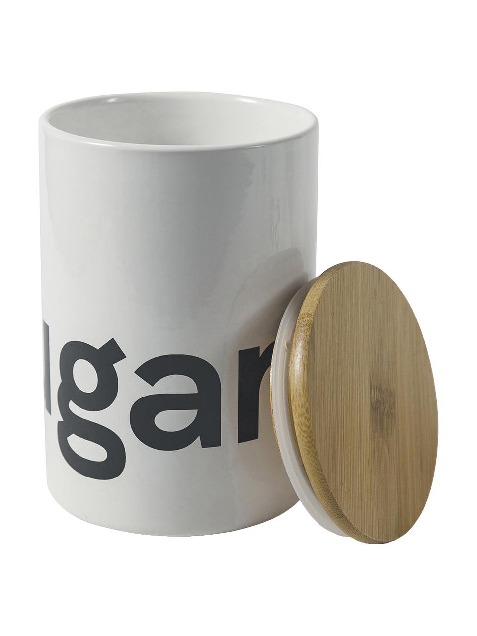 Barattolo con coperchio in bambù Canister, Coperchio: bambù, Bianco, Ø 10 x Alt. 15 cm