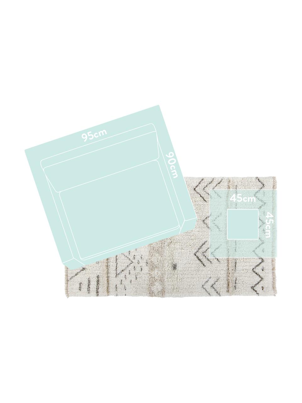 Tapis ethnique en laine tissé main Lakota Day, Crème, beige, gris foncé