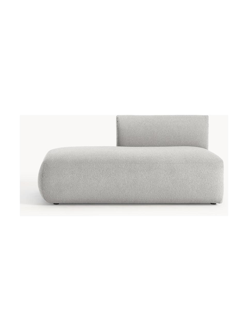 Chaise longue componibile in bouclé Sofia, Rivestimento: bouclé (100% poliestere) , Struttura: legno di abete rosso, tru, Piedini: plastica Questo prodotto , Bouclé grigio chiaro, Larg. 159 x Prof. 103 cm, schienale a sinistra