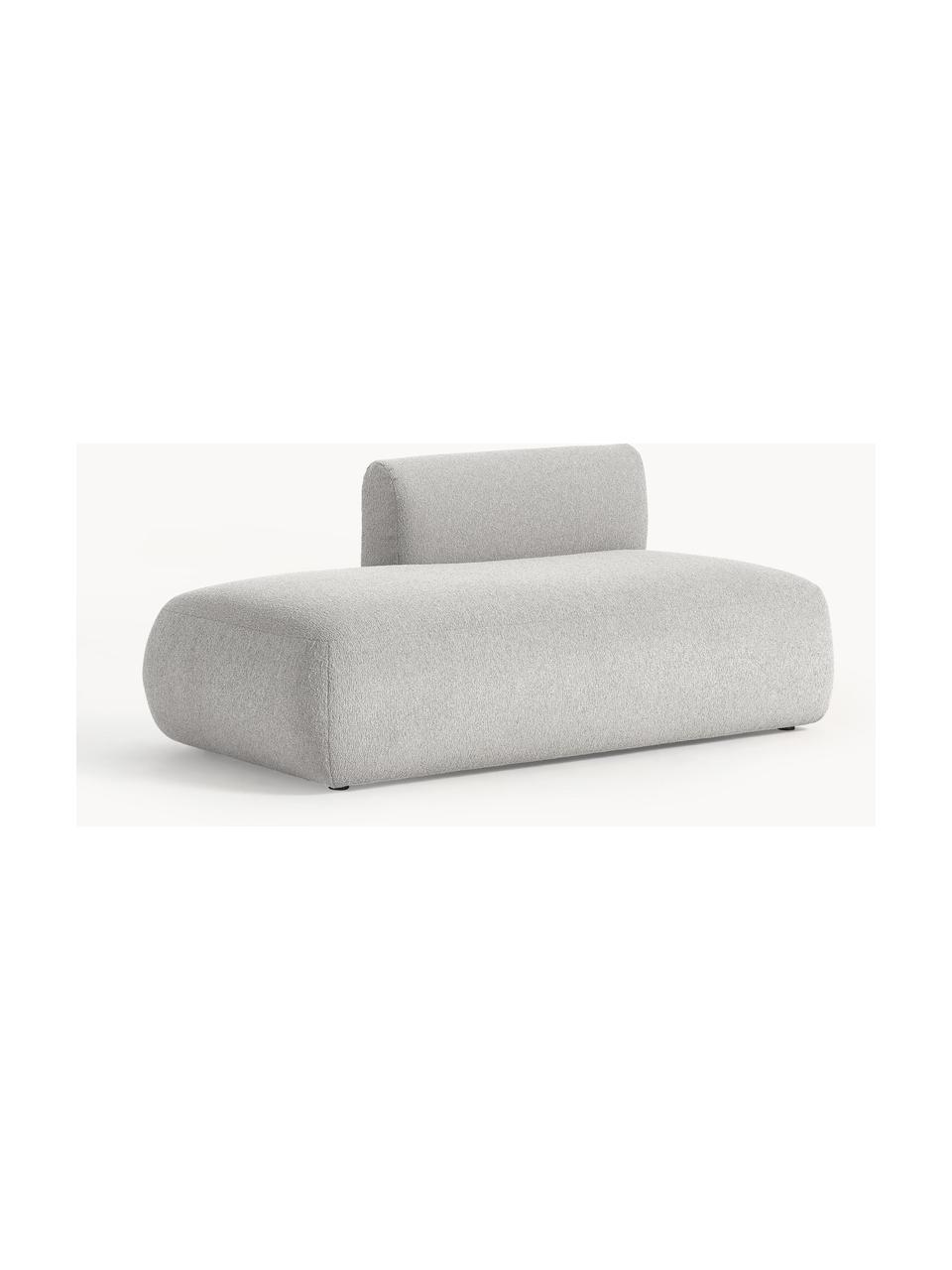 Chaise longue componibile in bouclé Sofia, Rivestimento: bouclé (100% poliestere) , Struttura: legno di abete rosso, tru, Piedini: plastica Questo prodotto , Bouclé grigio chiaro, Larg. 159 x Prof. 103 cm, schienale a sinistra