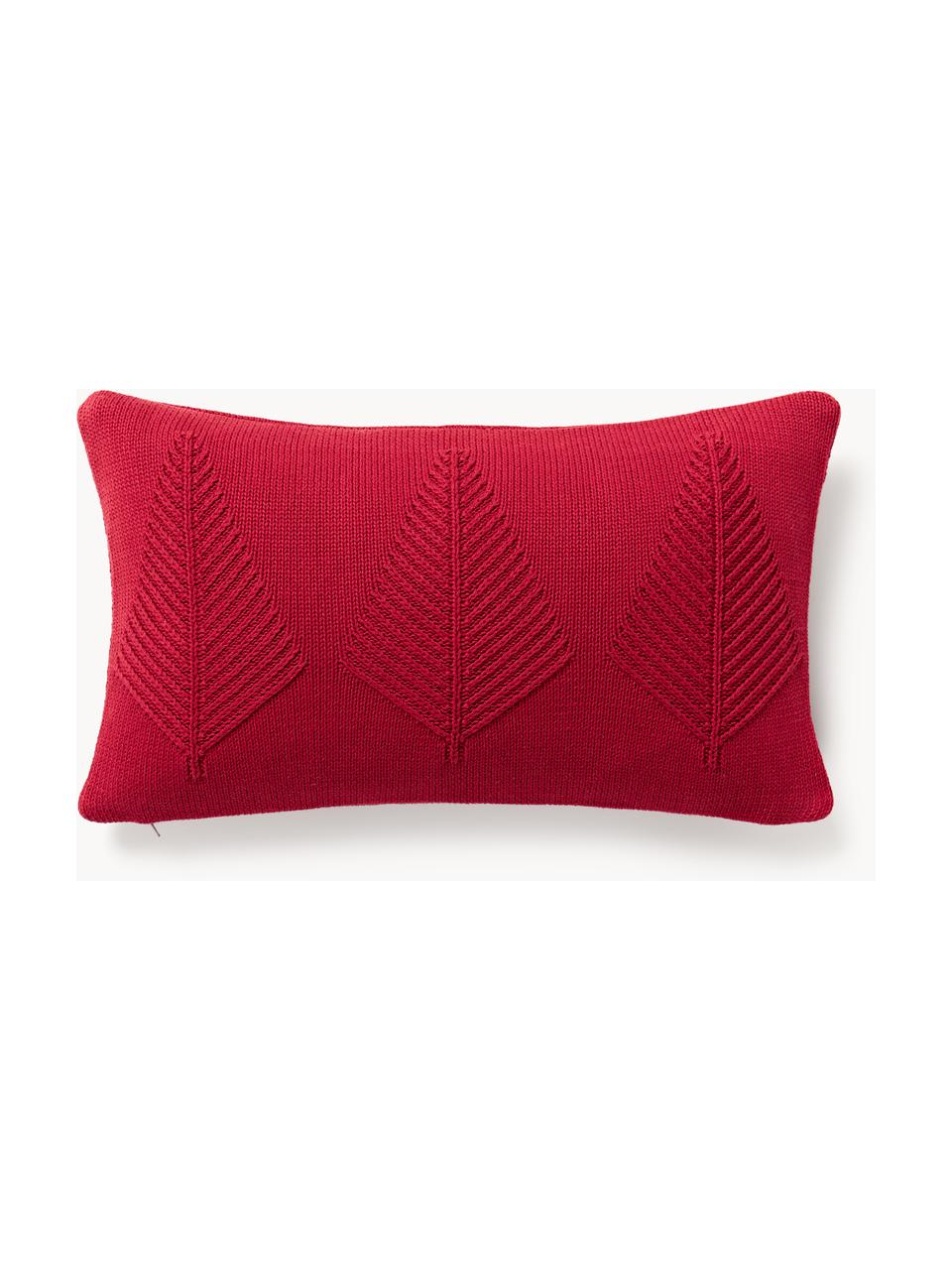 Housse de coussin en coton avec motif hivernal Beryl, 100 % coton, Rouge, larg. 30 x long. 50 cm