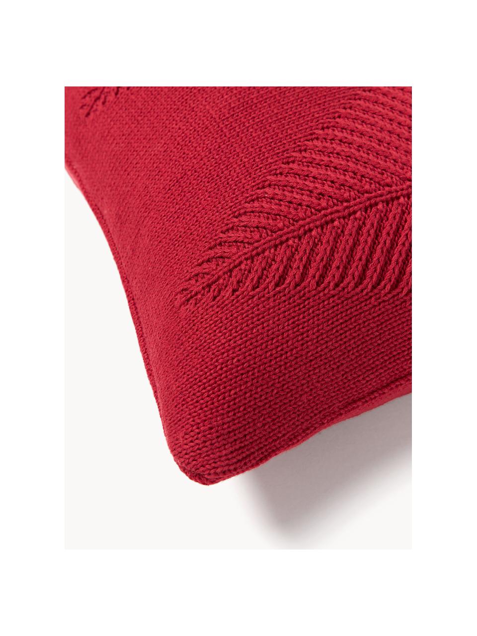 Housse de coussin en coton avec motif hivernal Beryl, 100 % coton, Rouge, larg. 30 x long. 50 cm