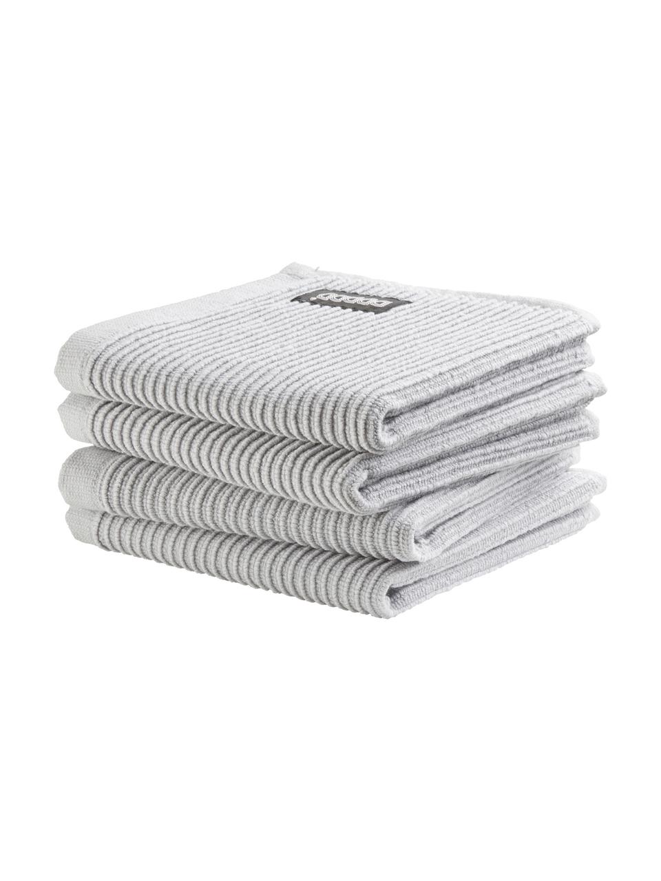Paños de cocina Basic Clean, 4 uds., Algodón, Gris claro, An 30 x L 30 cm