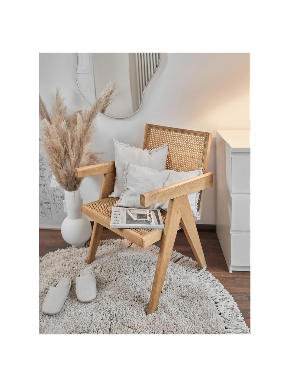 Fotel wypoczynkowy z plecionką wiedeńską Sissi, Stelaż: lite drewno dębowe, Rattan, jasne drewno dębowe, S 58 x G 66 cm