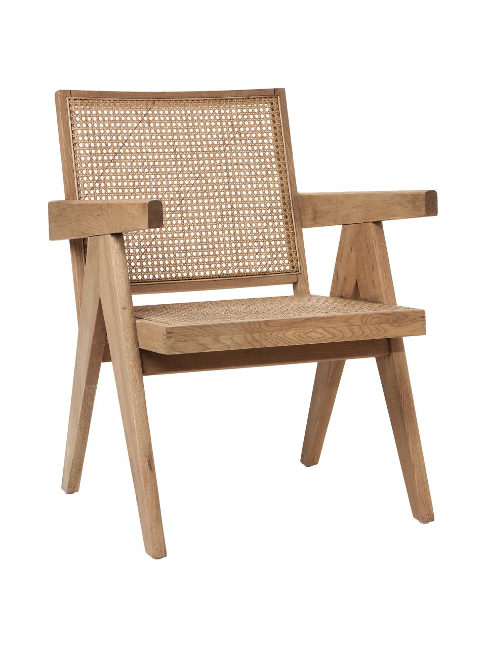 Lounge fauteuil Sissi met Weens vlechtwerk, Frame: massief eikenhout, Zitvlak: rotan, Rotan, helder eikenhout, B 58 x D 66 cm