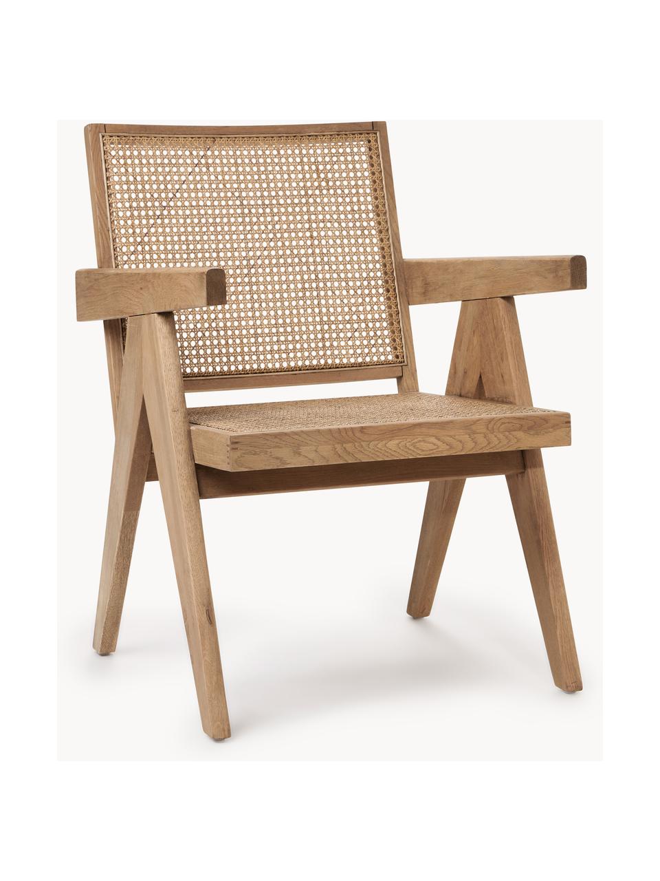 Fauteuil lounge en cannage Sissi, Bois de chêne clair, larg. 58 x prof. 66 cm