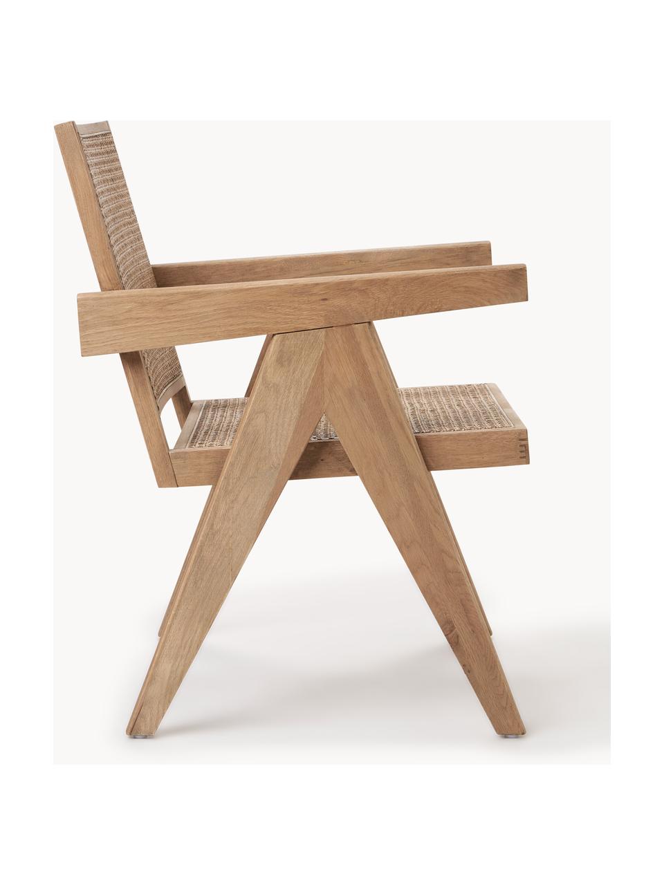 Loungefauteuil Sissi met Weens vlechtwerk, Frame: massief eikenhout, Zitvlak: rotan, Licht eikenhout, B 58 x D 66 cm