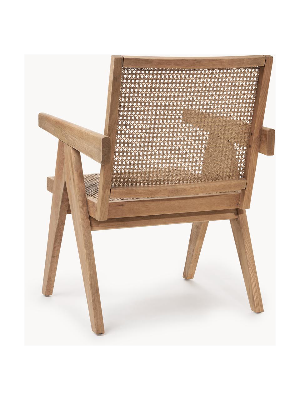 Loungefauteuil Sissi met Weens vlechtwerk, Frame: massief eikenhout, Zitvlak: rotan, Licht eikenhout, B 58 x D 66 cm