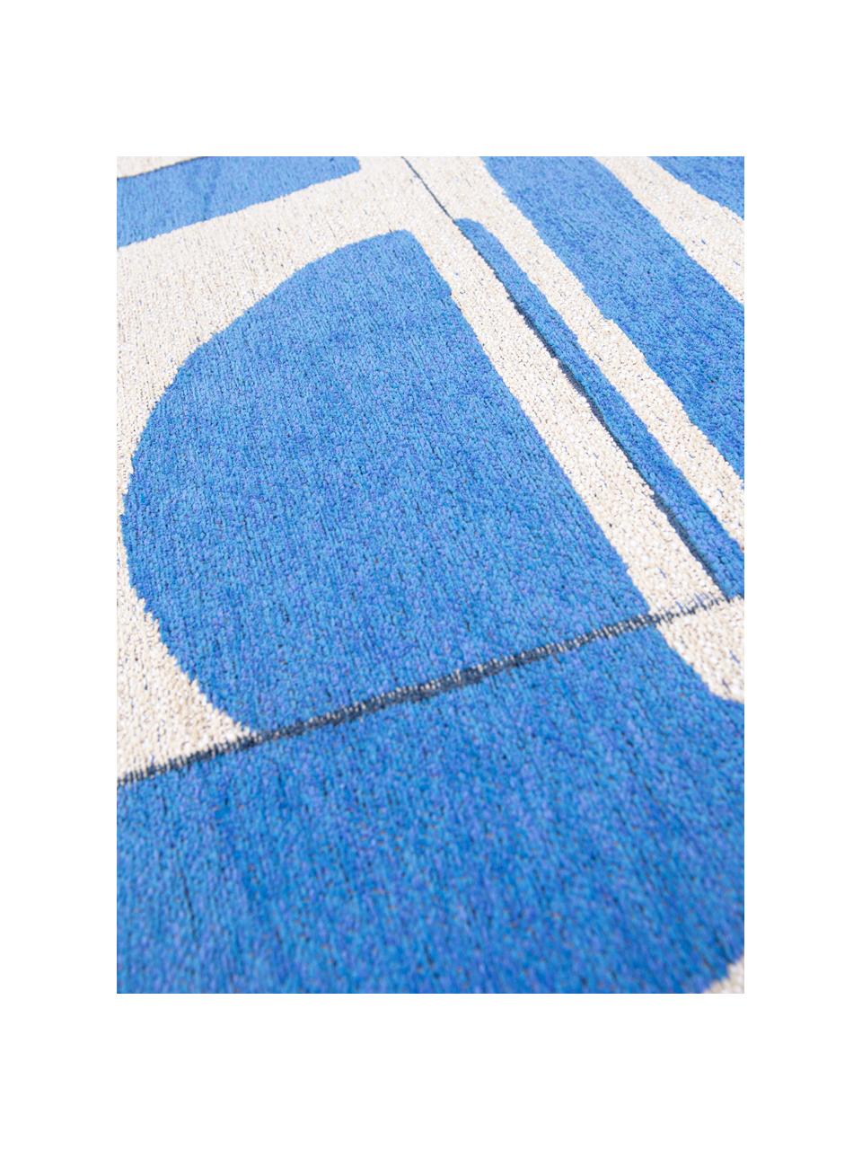 Alfombra con estampado gráfico Papercut, 100% poliéster, Azul, blanco crema, An 80 x L 150 cm (Tamaño XS)