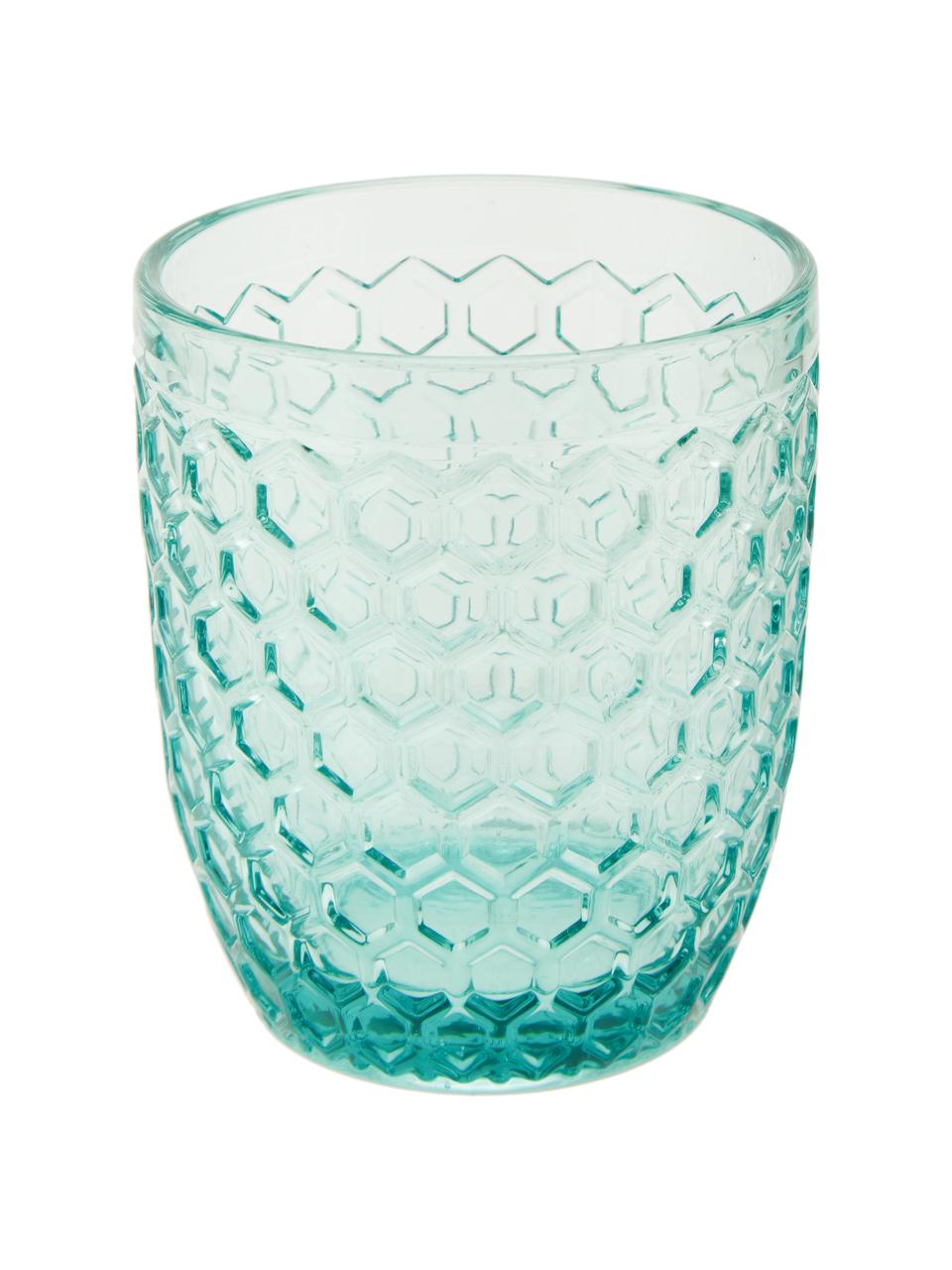 Wassergläser Geometrie mit Strukturmuster, 6er-Set, Glas, Bunt, Transparent, Ø 8 x H 10 cm, 240 ml