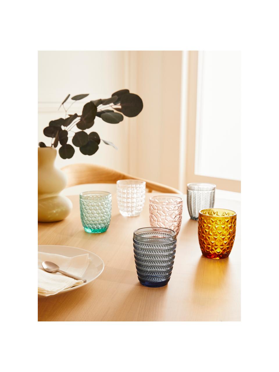 Komplet szklanek Geometrie, 6 elem., Szkło, Wielobarwny, transparentny, Ø 8 x W 10 cm, 240 ml