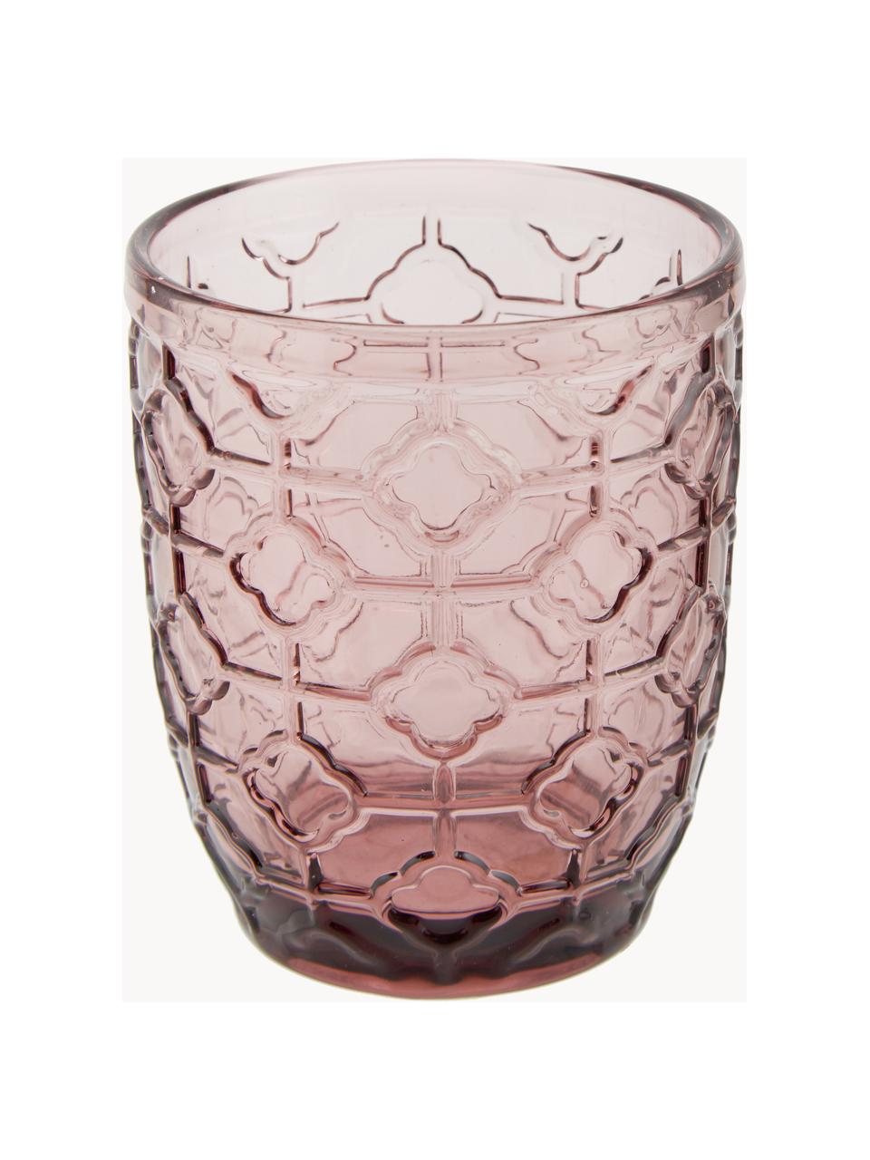 Verres à eau avec embossage décoratif Geometrie, 6 élém., Verre, Multicolore, transparent, Ø 8 x haut. 10 cm, 240 ml