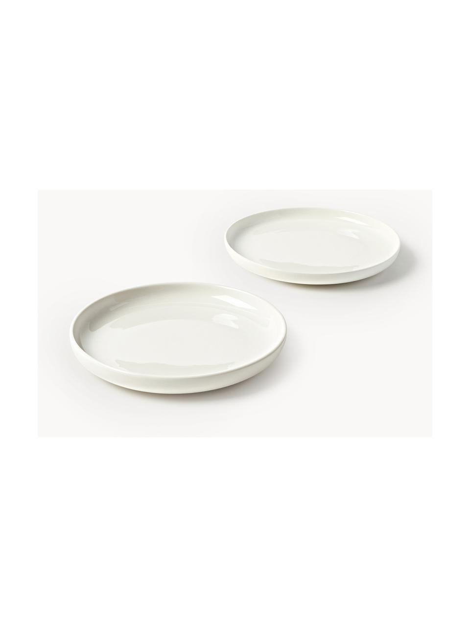 Porseleinen dinerborden Nessa, 2 stuks, Hoogwaardig hard porselein, Gebroken wit, glanzend, Ø 26 cm
