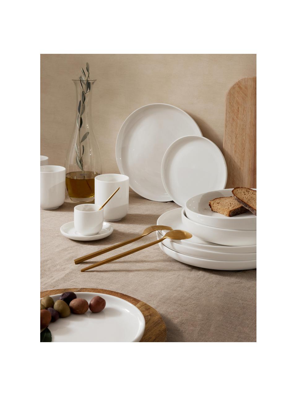 Assiettes plates en porcelaine Nessa, 2 pièces, Porcelaine de haute qualité, Blanc cassé, haute brillance, Ø 26 cm