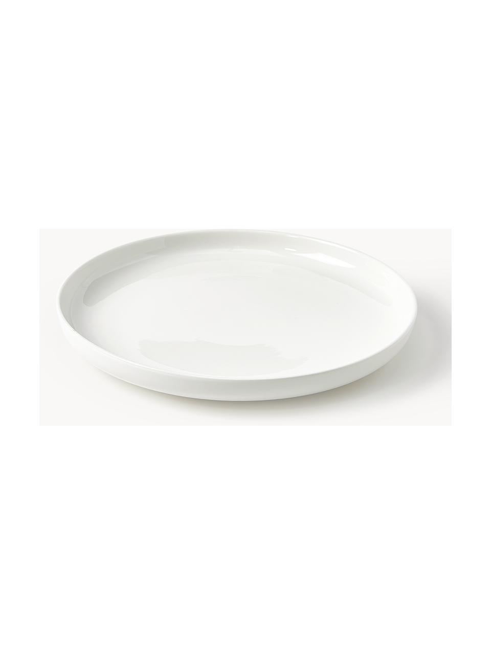 Porcelánové mělké talíře Nessa, 4 ks, Vysoce kvalitní tvrdý porcelán, glazovaný, Tlumeně bílá, lesklá, Ø 26 cm