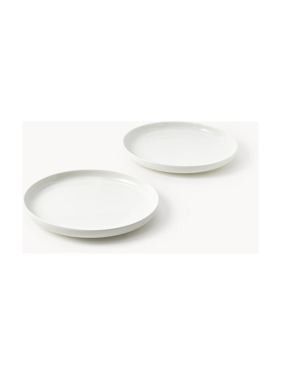 Piatti piani in porcellana Nessa 4 pz, Porcellana a pasta dura di alta qualità smaltata, Bianco latte lucido, Ø 26 cm