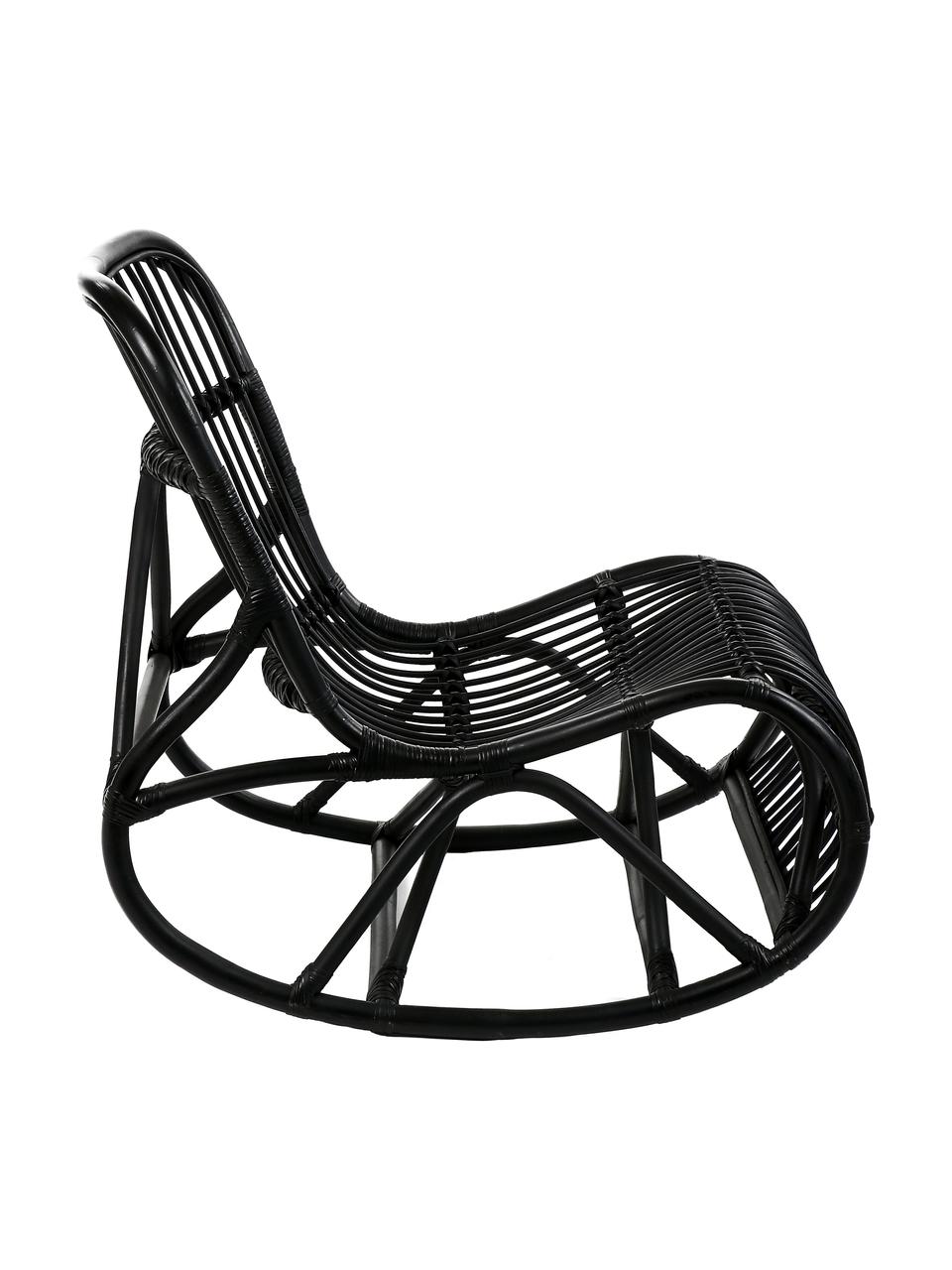 Rotan schommelstoel Kim  in zwart, Rotan, Zwart, 62 x 90 cm